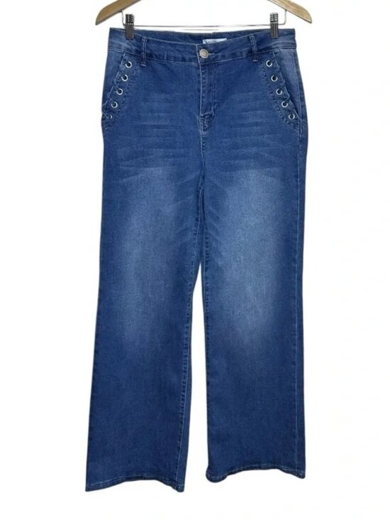 Revelation Denim - Revelation Women’s Denim Wide Leg Jeans Grommet Detail Size 10